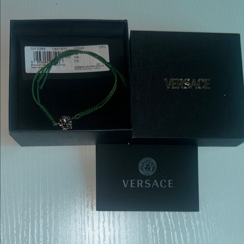 Versace Green Cord Bracelet with Gold Charm - Picture 4 of 8
